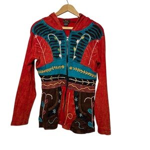 Rising International Hooded Jacket Embroidery Boho